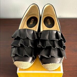 Michael Kors Black Espadrille Ruffle Shoes